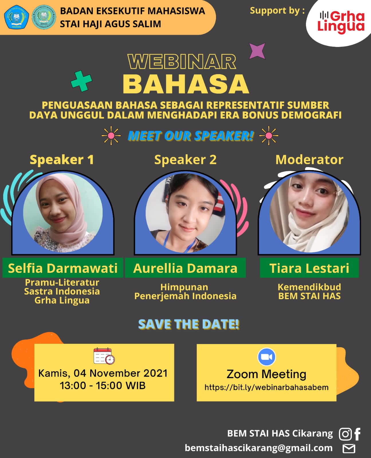 BEM STAI HAS Cikarang Selenggarakan Webinar Bahasa